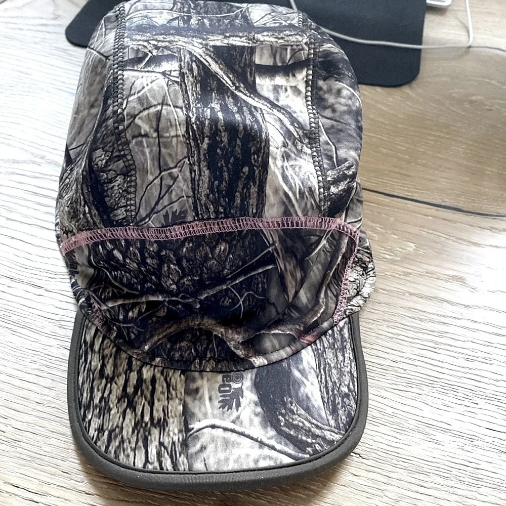 Camo Military Cap Hat Womens pink stitch soft fleece lined ponytail hole stretch